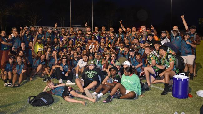 The GH United family celebrating its win at the Mackay Indigenous Rugby League Carnival. Picture: Mitch Bourke.