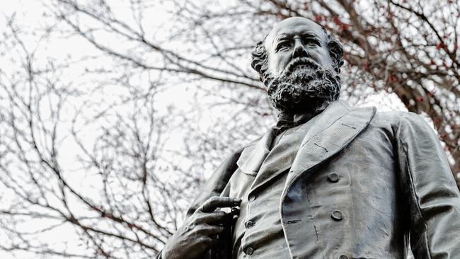 The controversial William Crowther Statue at Franklin square, Hobart. Picture: Linda Higginson