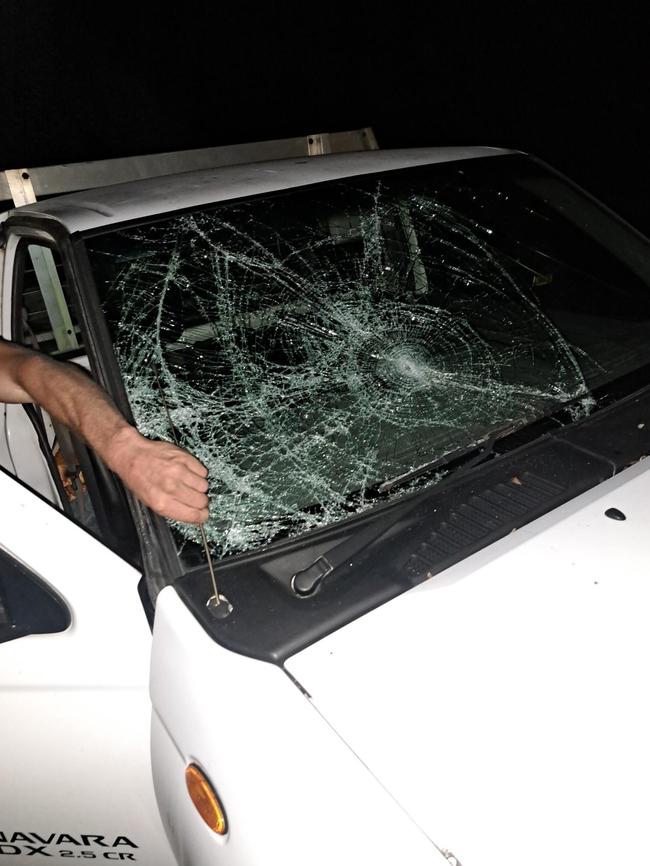 Malicious damage of vehicles in Pine St, North Lismore following Mr Minns demolition orders. Picture: Matty Johns