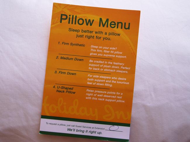 Pillow menu at the Holiday Inn. Picture: Thomas Angermann/Flickr