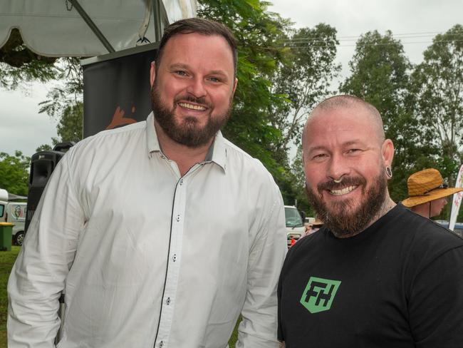 Scott Owen and Heath Paton at Official opening of the Finch Hatton Mountain Bike Trails Sunday 21 April 2024. Picture: Michaela Harlow