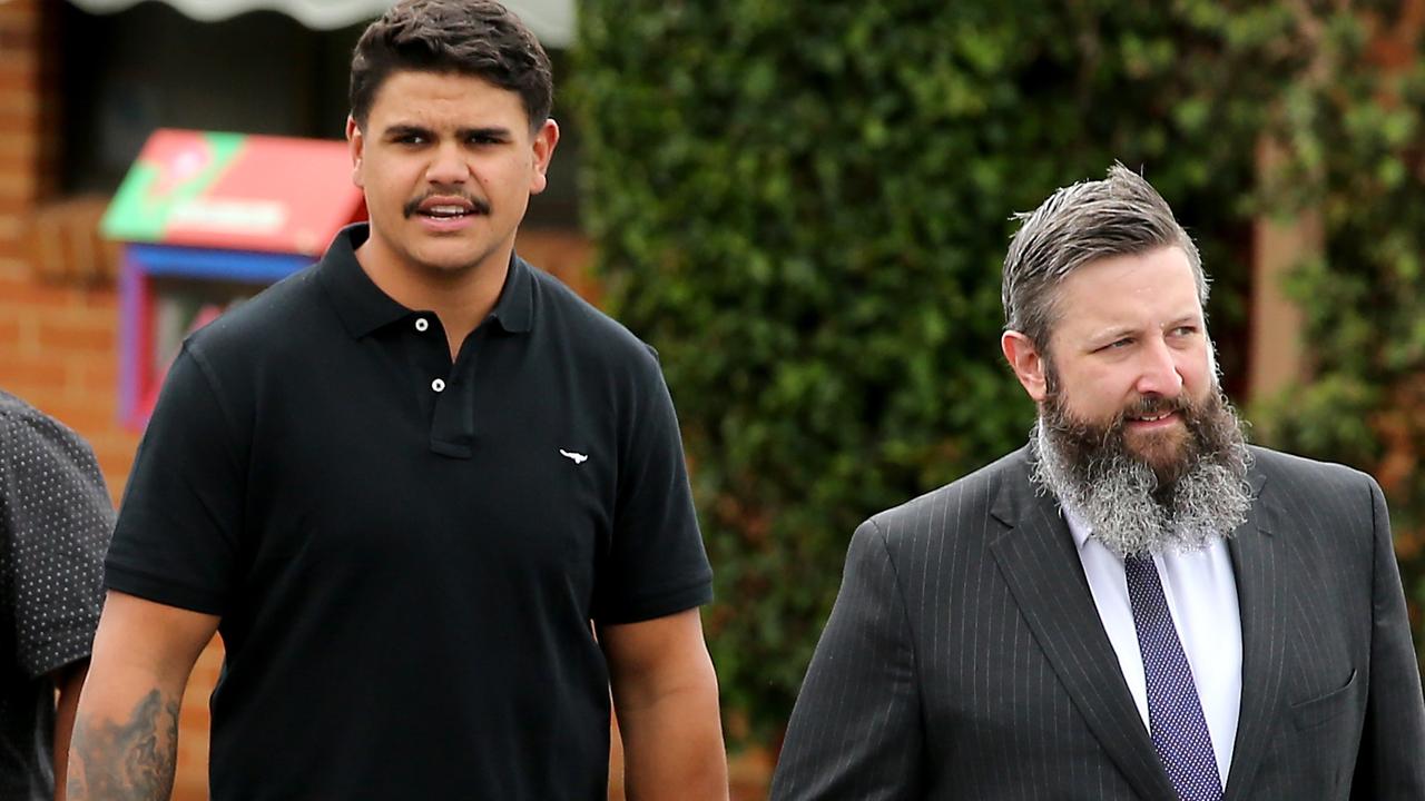 Latrell Mitchell arrives at Taree Local Court.