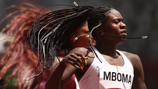 Christine Mbomacompetes in the Women's 200m heats in the Tokyo 2020 Olympic Games. Picture: Getty Images.