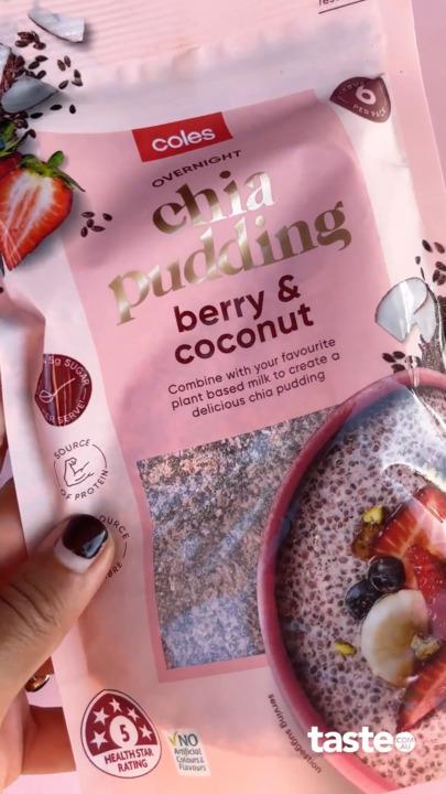 We tried the Coles Berry & Coconut Overnight Chia Pudding!