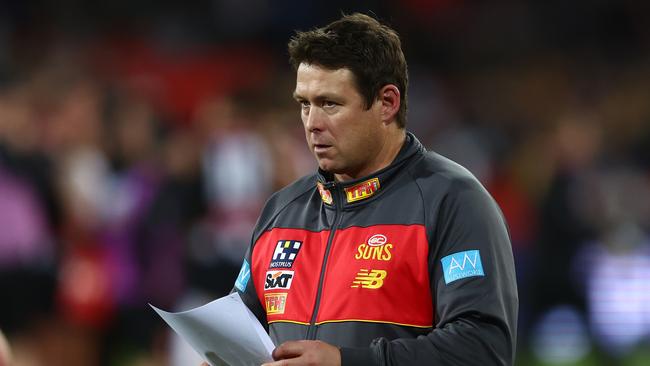 Former Suns coach Stuart Dew has been welcomed into the Lions’ den. Picture: Chris Hyde/AFL Photos/via Getty Images