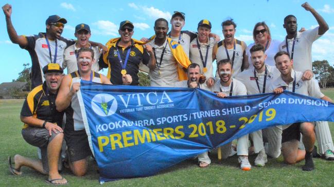 Strathmore celebrates its VTCA Senior Division premiership. Picture: Facebook