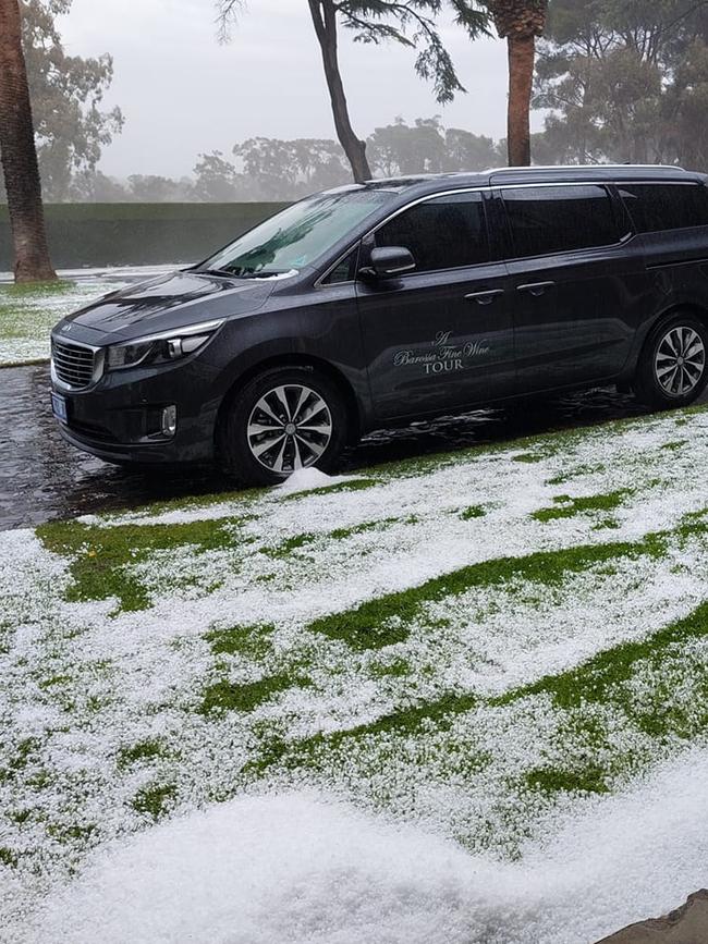 Hail at Chateau Tanunda. Picture: Paula Warburton, sent in via Facebook