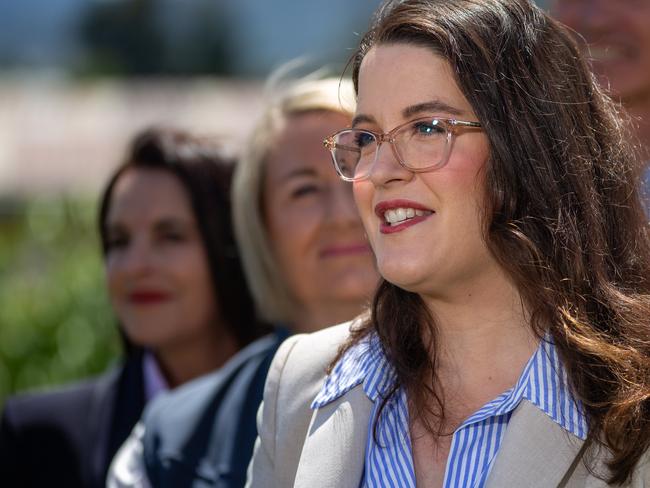 Senator Claire Chandler speaks to media at Littlewood Berry Farm.Picture: Linda Higginson