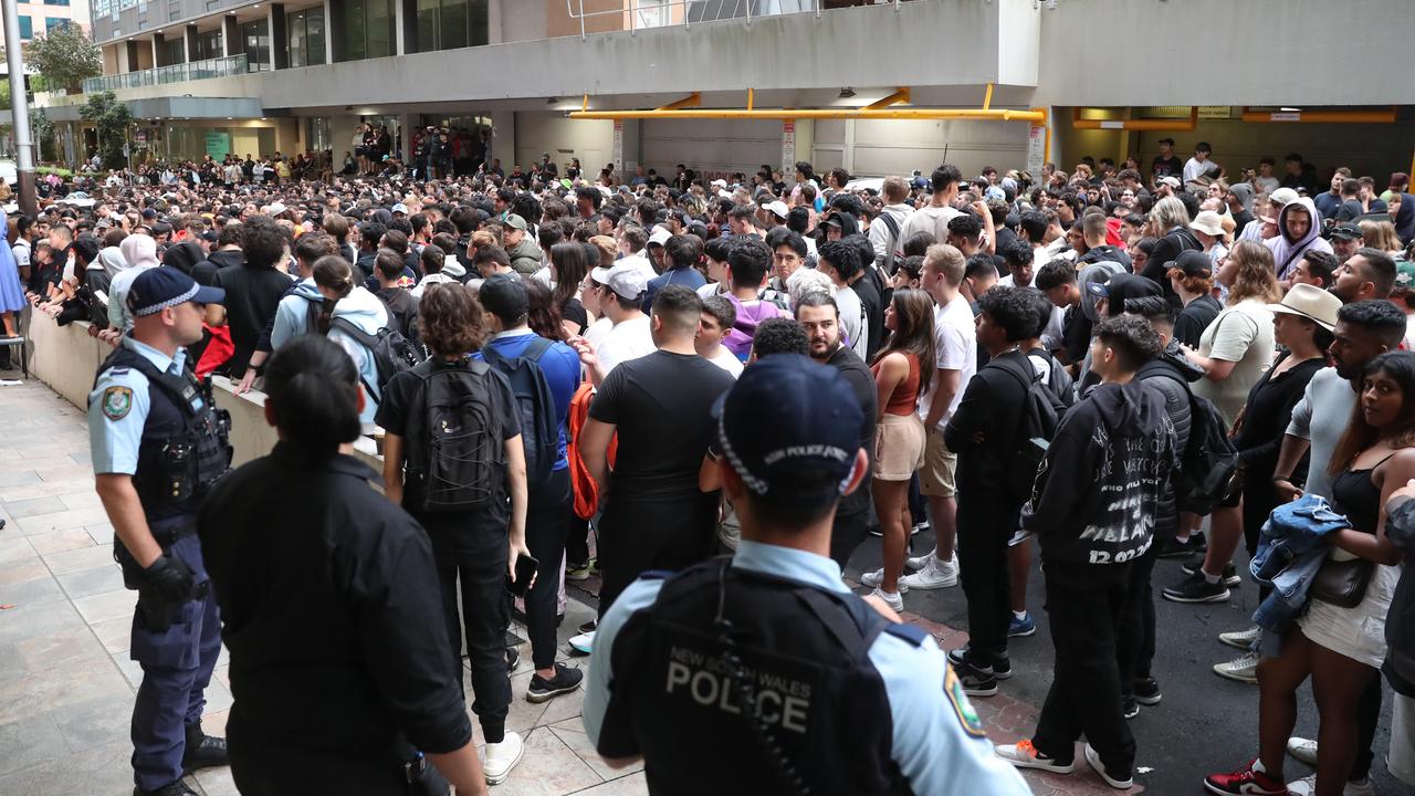 A heavy police presence kept the crowd in check. Picture: John Grainger