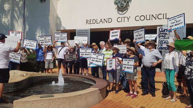 A rally outside the front of the council chambers. PHOTO: Redlands2030