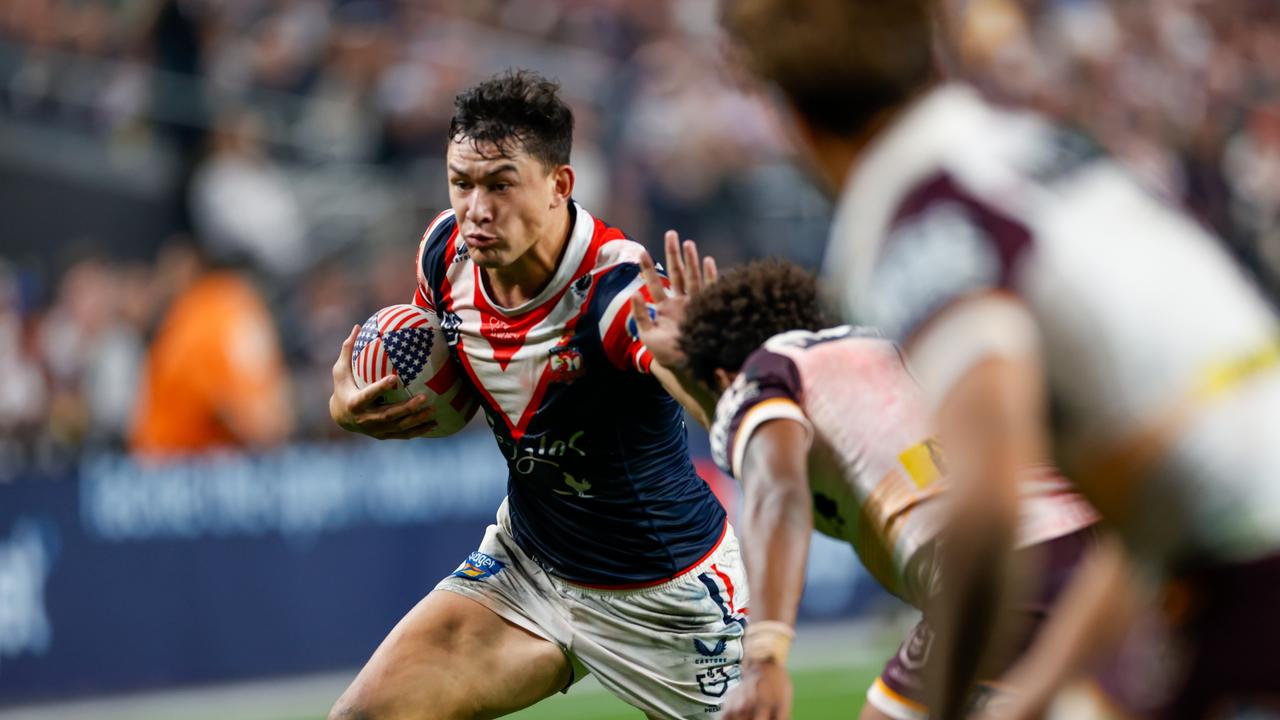 NRL 2024 RD01 Sydney Roosters v Brisbane Broncos - Joey Manu LAS VEGAS, NEVADA - MARCH 02: Allegiant Stadium round one, NRL match between Roosters and Broncos at Allegiant Stadium, on March 02, 2024, in Las Vegas, Nevada. Picture: NRL Photos