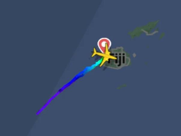 Qantas flight QF102 flight turned back to Nadi Fiji. Picture: Flightradar24.com