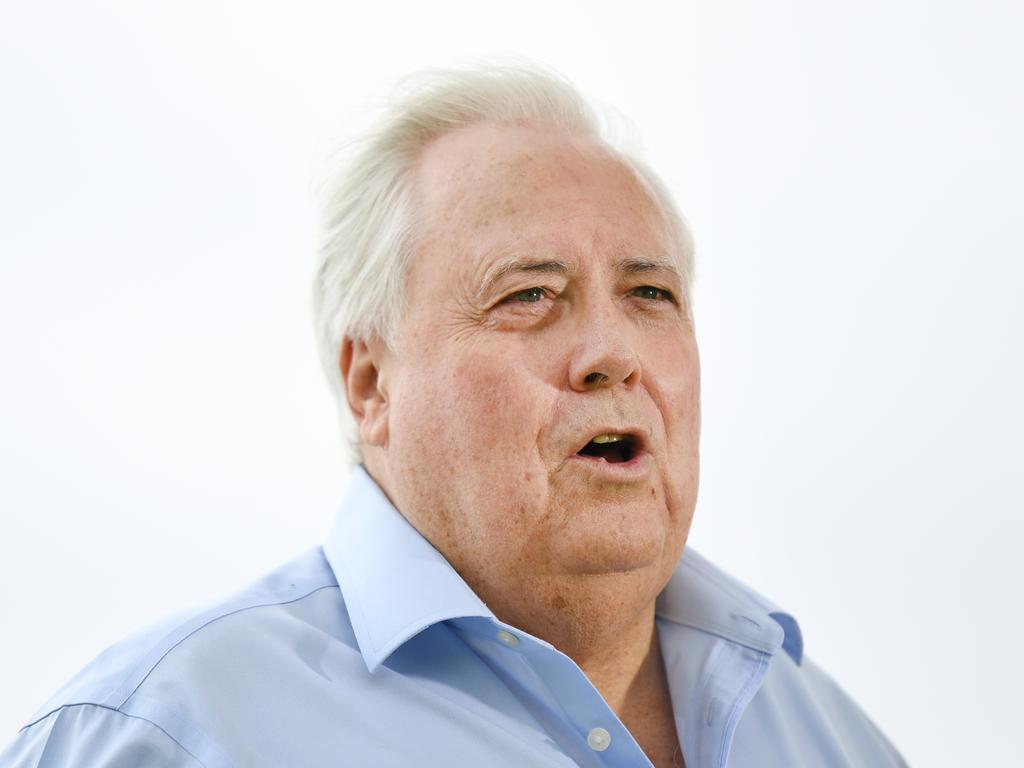 Businessman Clive Palmer is seen during a press conference on the Gold Coast, Monday, March 23, 2020. Mr Palmer said he will pay for more than one million doses of a malaria drug that could help fight coronavirus. (AAP Image/Dan Peled) NO ARCHIVING