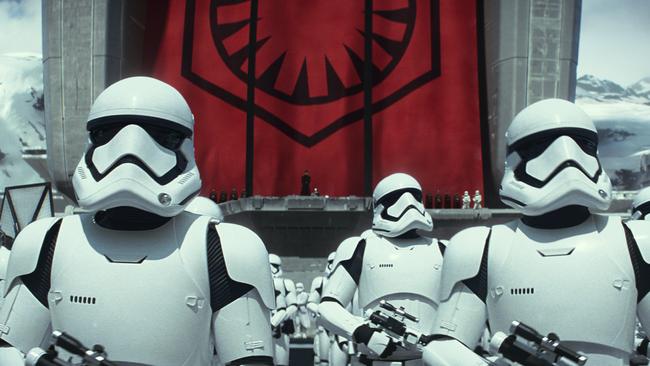 Stormtroopers in a scene from the new film, <i>Star Wars: The Force Awakens</i>. Picture: AP