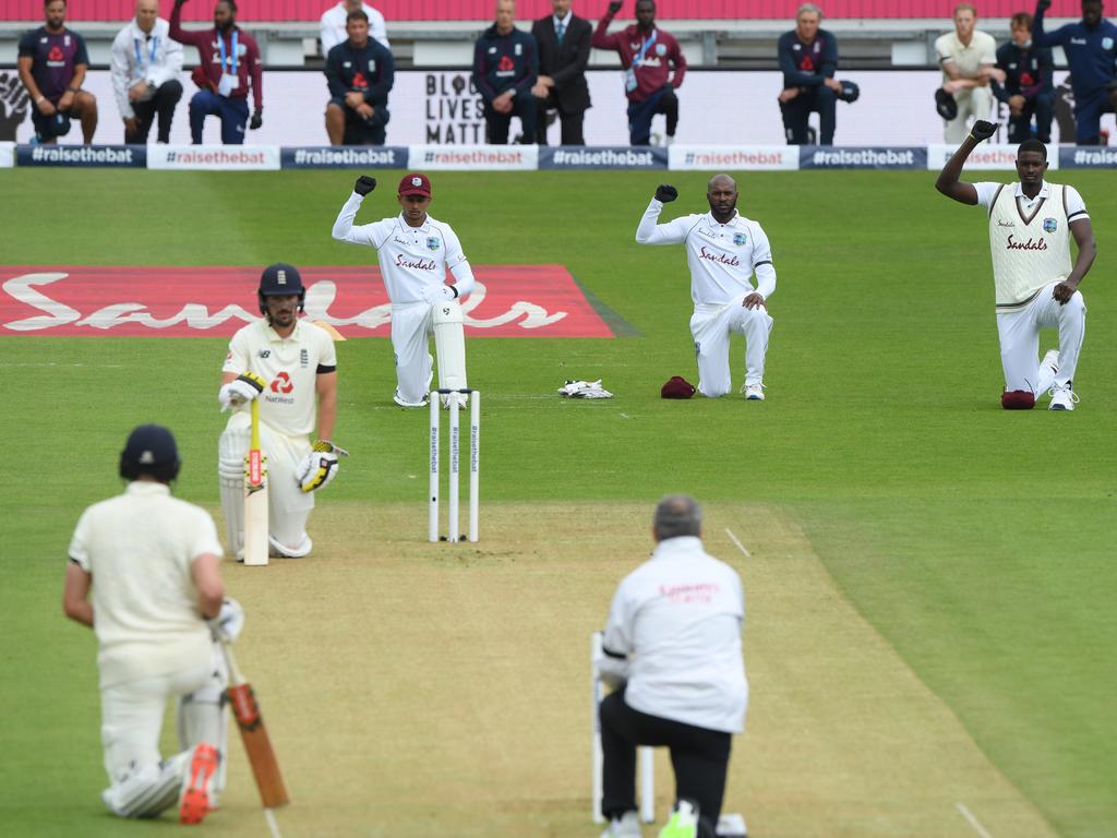 England and the West Indies took a stand against racism.