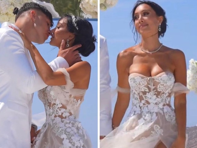 Aussie star flashes undies in wedding dress. Picture: TikTok/