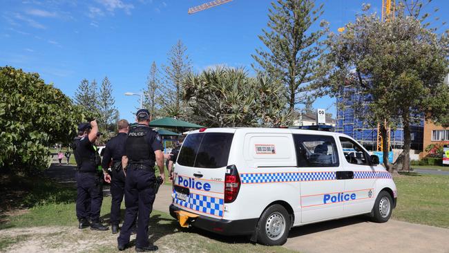 Police in action at the border. Picture: Glenn Hampson