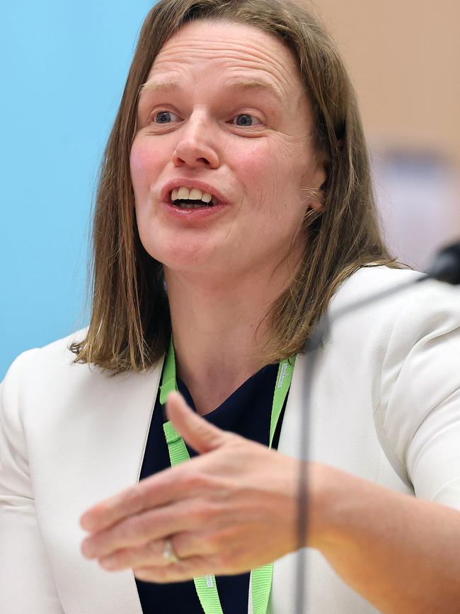 The Department of Home Affairs First Assistant Secretary Ciara Spencer, at the Senate inquiry. Picture: NCA NewsWire / Gary Ramage