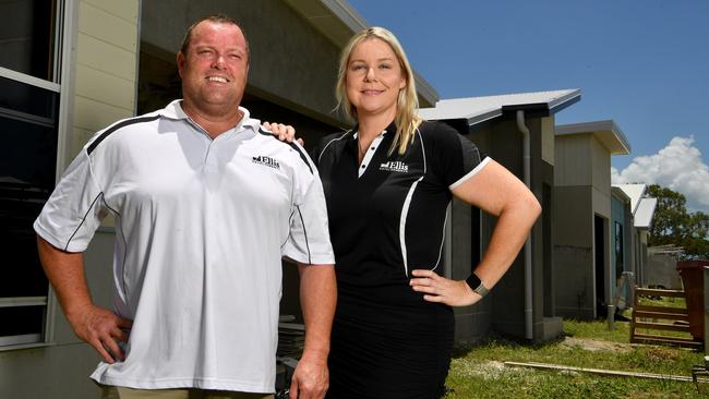 Ellis Developments managers Darren Hawkins and Sarah Wheatley at the Haven Estate in Garbutt. They said the Townsville construction industry needs an increase in tradespeople, and more approved land to build on, if housing needs were to be met. Picture: Evan Morgan