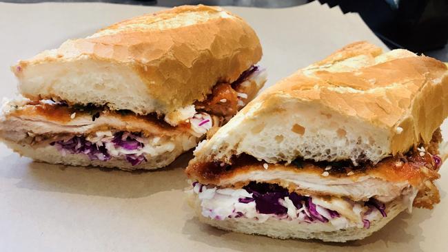 A chicken katsu sandwich at the Lucky Pickle. Picture: Supplied