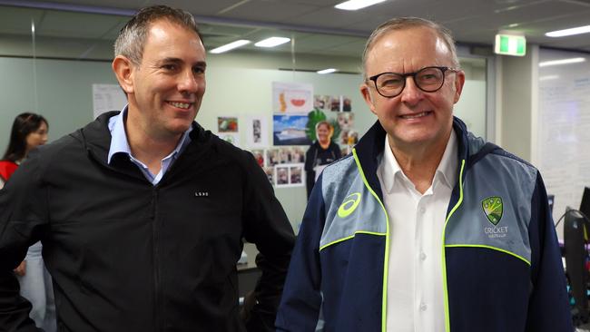 Treasurer Jim Chalmers and Prime Minister Anthony Albanese in Brisbane. Picture: Getty Images