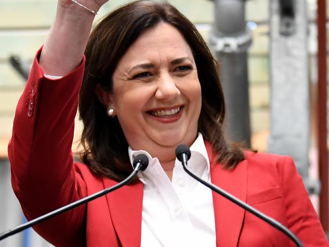 BRISBANE , AUSTRALIA - NewsWire Photos - OCTOBER 18, 2020.Queensland Premier Annastacia Palaszczuk waves during LaborÃs campaign launch in Brisbane. Queenslanders go to the polls on October 31. Picture: NCA NewsWire / Dan Peled