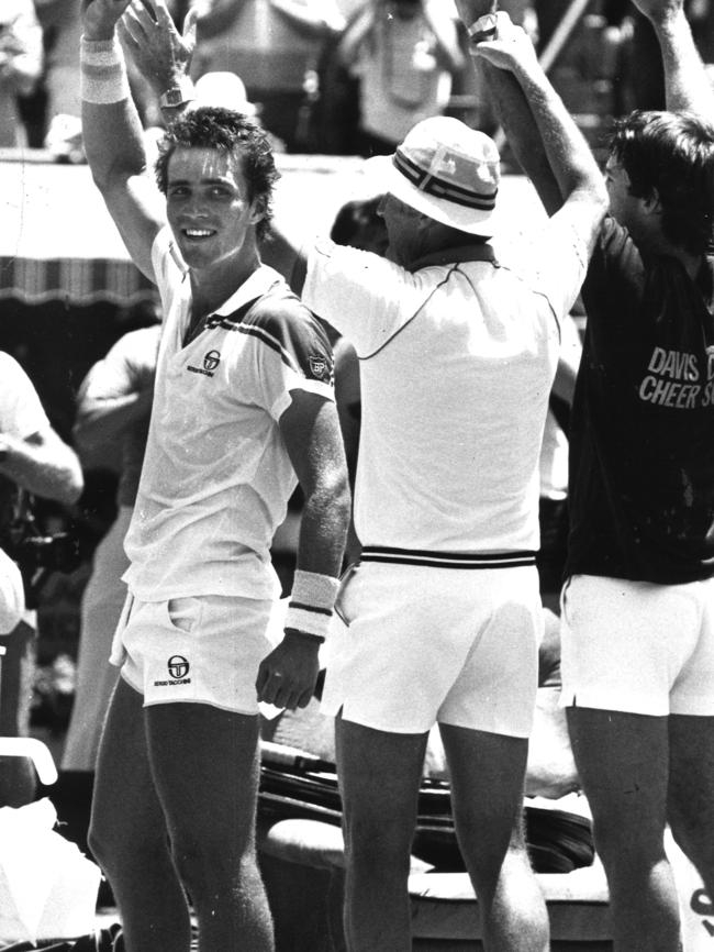 Pat Cash after winning the Davis Cup for Australia.