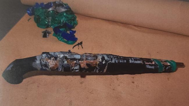 The gun found in Robert Andrews' car. Photo: Courts SA