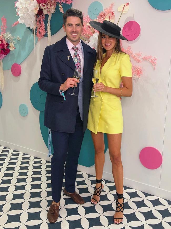 Scott Tweedie and girlfriend Maddie John at Flemington Racecourse. Source: Instagram