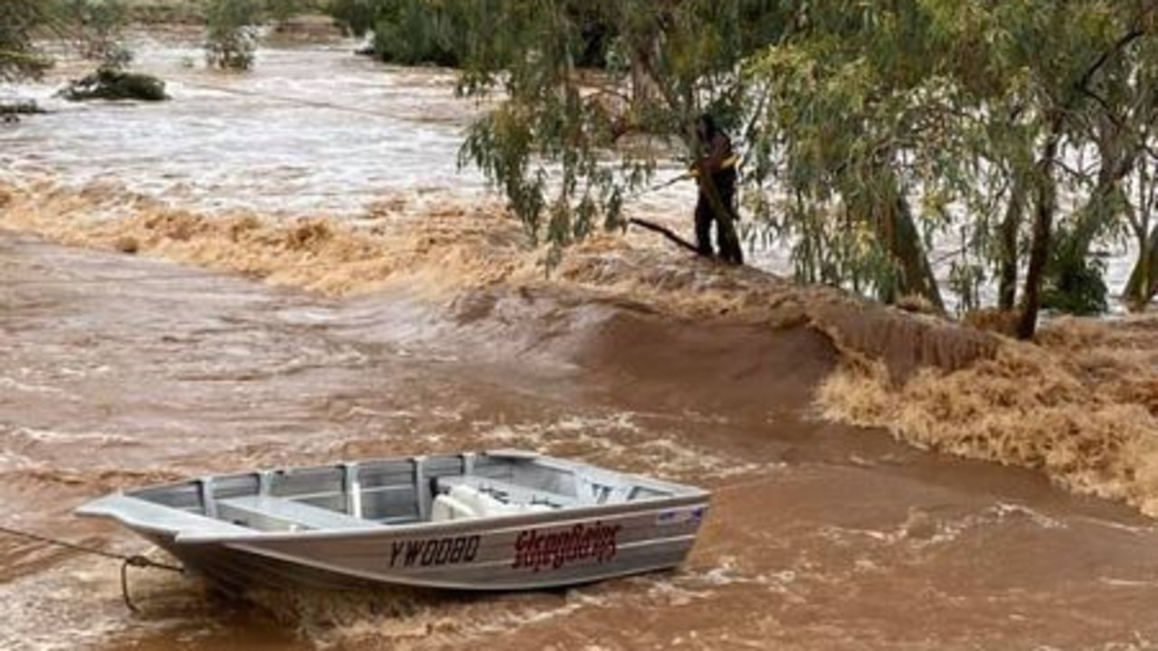 NTES crews have deployed a tinny to rescue the man stranded in the Todd River. Picture: Supplied.