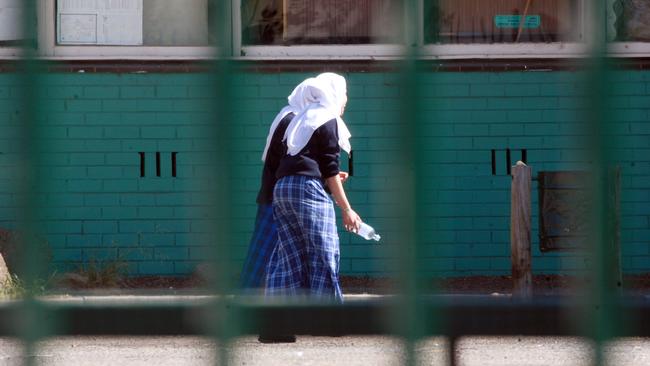 Students at Melbourne’s East Preston Islamic School, which closed as a precaution on Tuesday afternoon.