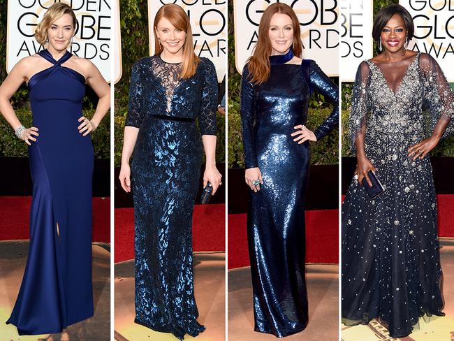 Royal blue ... Kate Winslet, Bryce Dallas Howard, Julianne Moore and Viola Davis. Picture: Getty