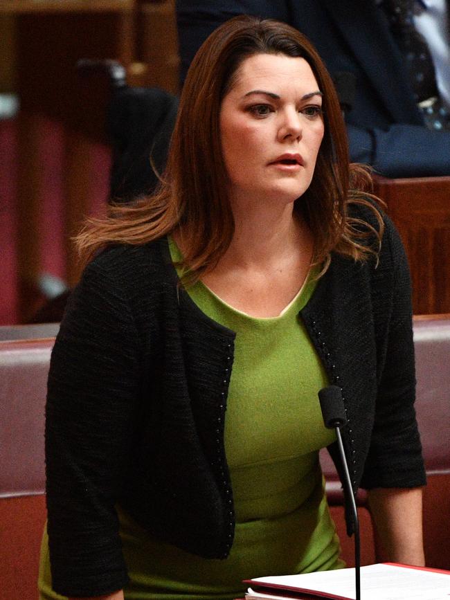 Greens Senator Sarah Hanson-Young in the Senate chamber. Pic: AAP Image/Mick Tsikas.