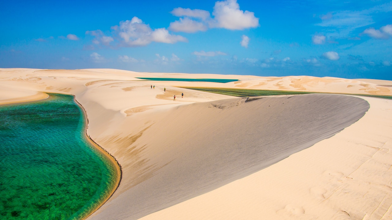 The 2024 newcomers include northeastern Brazil’s Lençóis Maranhenses National Park, already Instagram-famous for its rolling sand dunes and emerald-coloured lagoons. Picture: Getty.