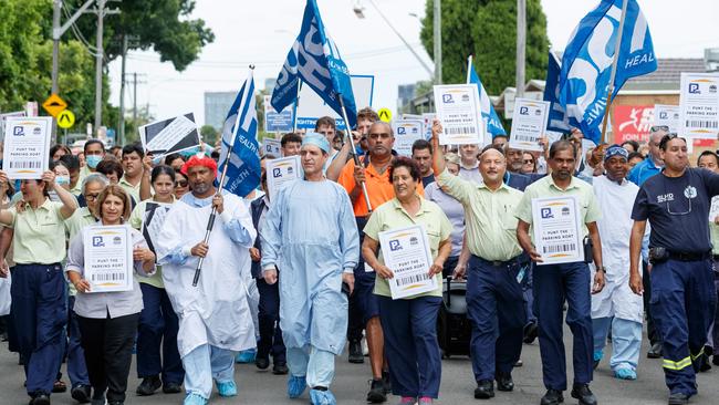 Concord hospital workers on a strike in 2024, a staff uprising that would go on to uncover a toxic culture in need of a fix. Picture by Max Mason-Hubers