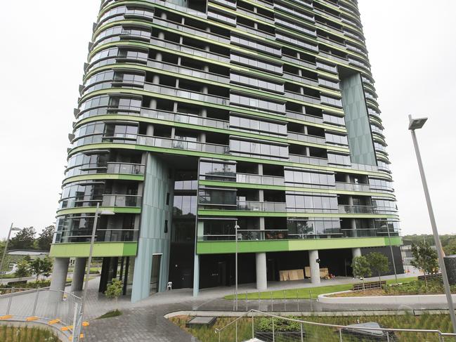 Opal Tower in Homebush on day ten. Picture: Dylan Robinson