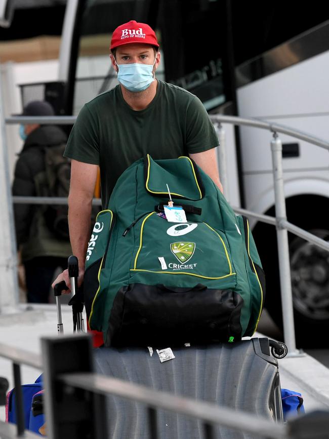 Cricketer Andrew Tye at Sydney International Airport.