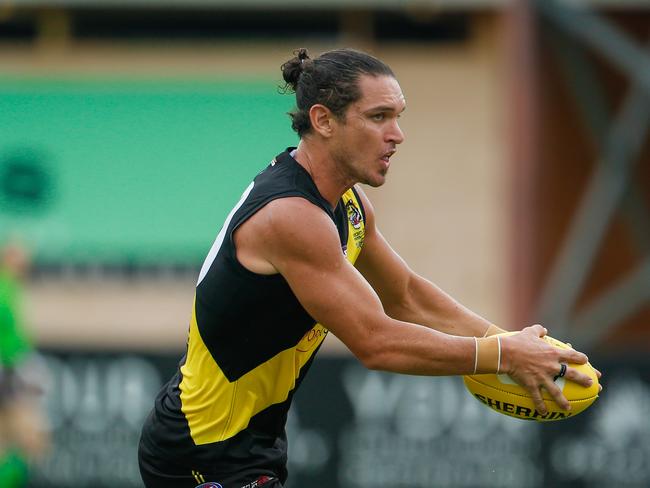 Nightcliff playing-assistant coach Cameron Ilett says he’s ‘still got a couple more years left in me’ in what will be music to the ears of Tigers fans. Picture: Glenn Campbell