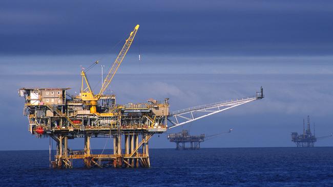 Oil and gas platforms in Bass Strait. 