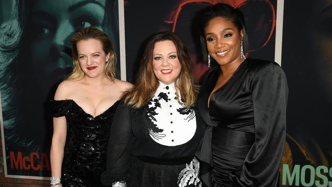 Elisabeth Moss, McCarthy, and Tiffany Haddish attend the premiere of The Kitchen in Hollywood, California. (Picture: Kevin Winter/Getty Images)