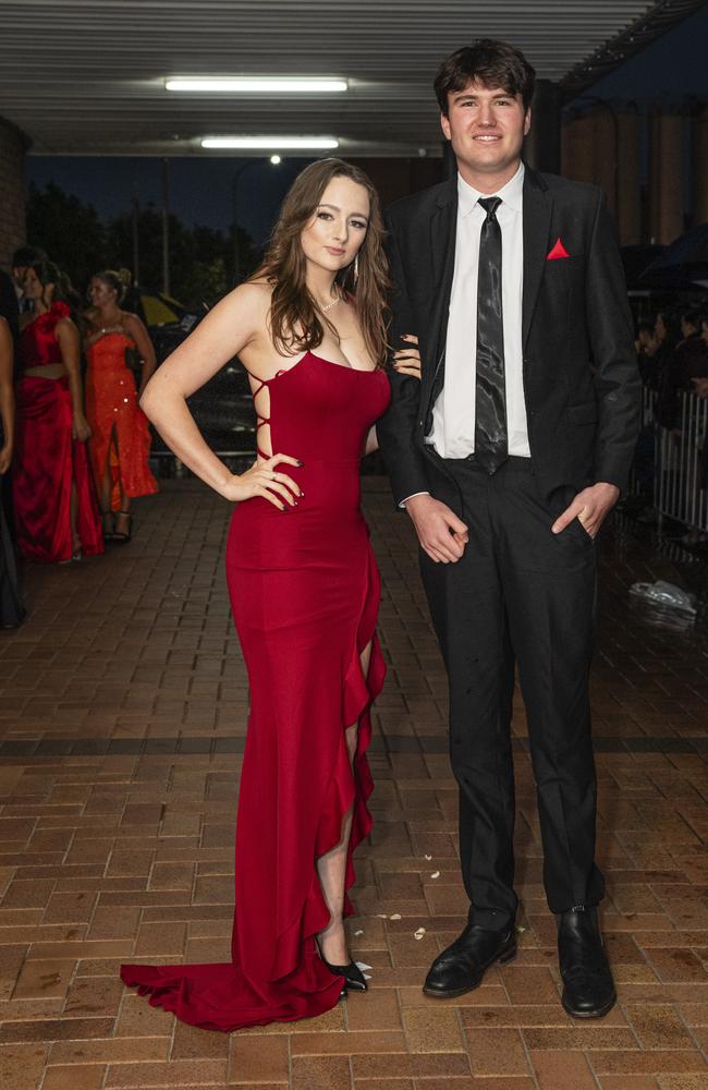 Jessica McDonald partners Damien Larsen to the Toowoomba Grammar School formal at Rumours International, Wednesday, November 13, 2024. Picture: Kevin Farmer