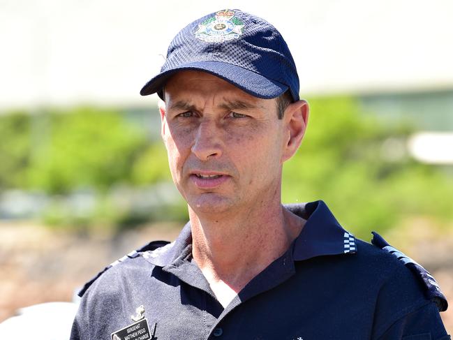 Police Sergeant Matthew Pegg at the launch of Townsville's Police District Easter Road Safety and Marine Safety Campaign. Picture: Shae Beplate.