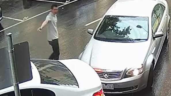 CCTV footage allegedly depicts Pusey and another man trying to nab the same parking spot on Russell St.