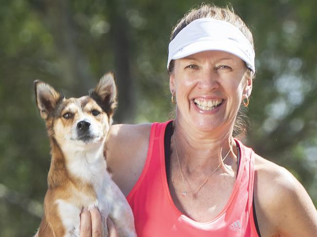 Jackie Ginefra and Bailey gets some practice for Run for the kids.Picture:Rob Leeson.