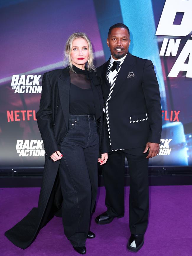 Cameron Diaz and Jamie Foxx on the red carpet for the special screening of Back in Action at Zoo Palast on January 15, 2025 in Berlin, Germany. Photo: Sebastian Reuter/Getty Images for Netflix.