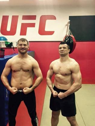 Training session with his mate Mirko Cro Cop (right)