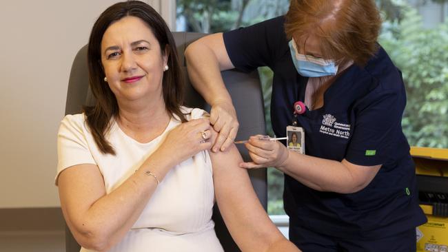 Queensland Premier Annastacia Palaszczuk said she received the Pfizer vaccine because she may need to travel to Tokyo. Picture: NCA NewsWire / Sarah Marshall