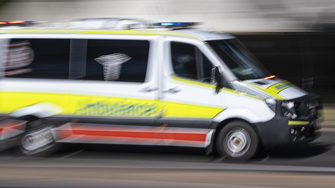 Two people were rushed to hospital after a car rolled down an embankment at the Bunya Mountains. Picture: Kevin Farmer