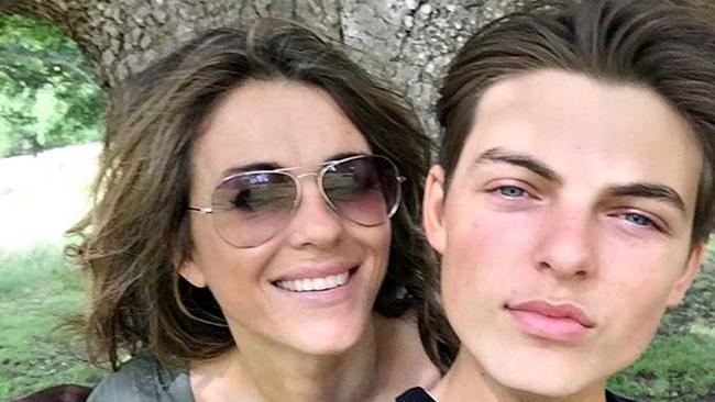 Liz Hurley with her son, Damian.