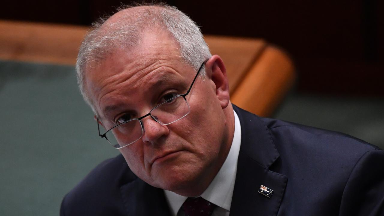 Prime Minister Scott Morrison looks on during Question Time on March 17 as thousands of Australians marched at March 4 Justice rallies across Australia. Picture: Sam Mooy/Getty Images